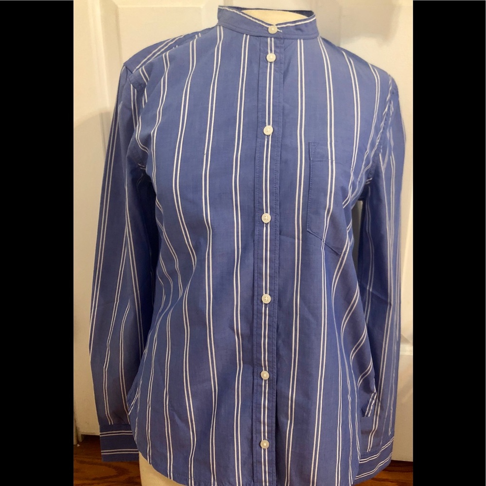 Gap Boyfriend Fitted Blue White Striped Shirt XS - Picture 4 of 6